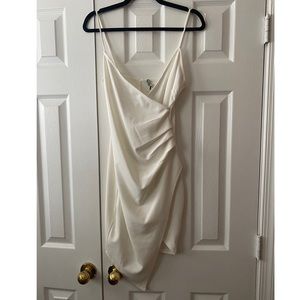 White Asymmetrical Wrap Dress